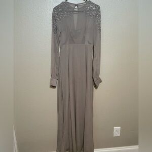 ASOS mauve Long Sleeve Dress with Embellished Shoulders